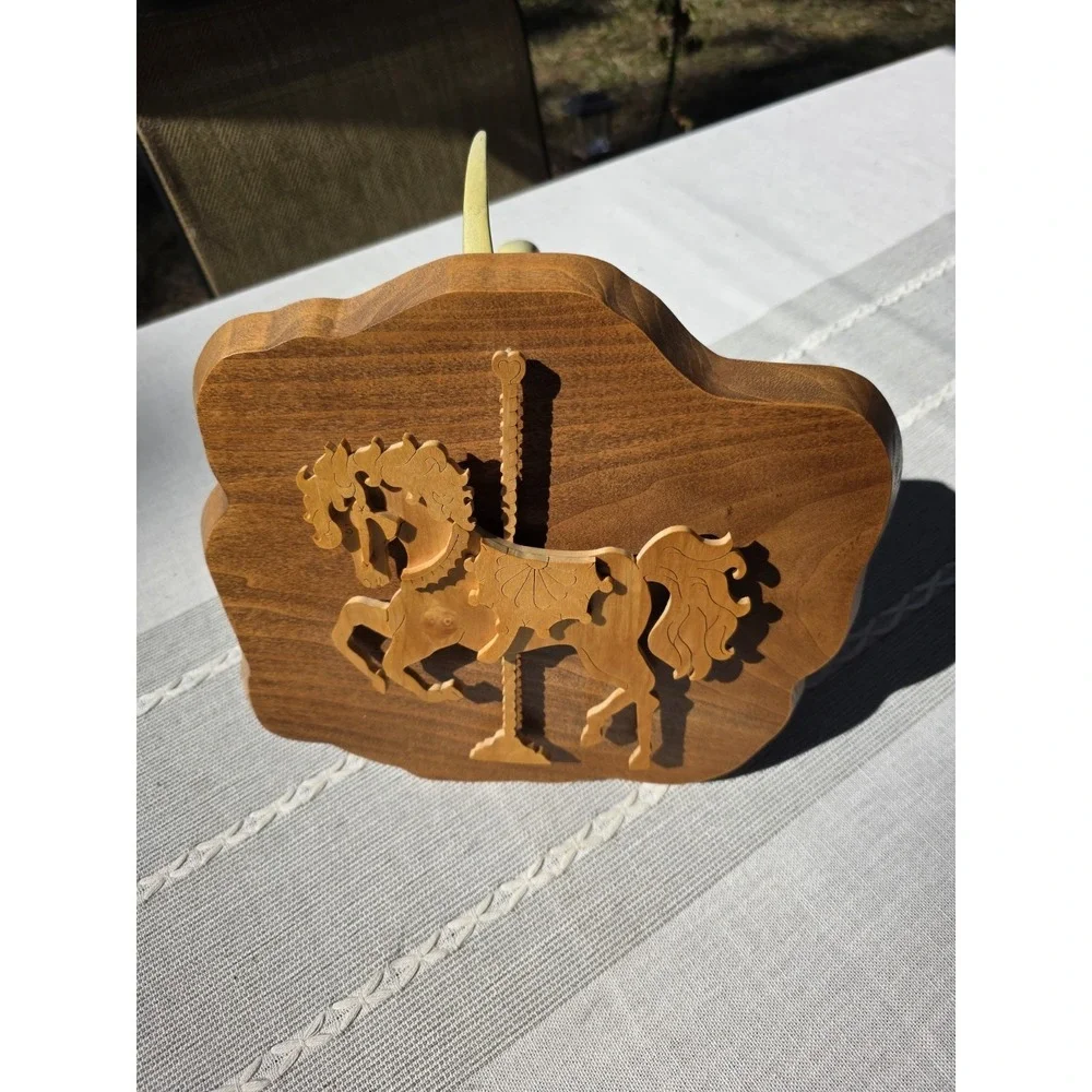 VTG Handcrafted Wooden Carousel Horse Wall Plaque Folk Art 12x10 Nursery Decor‎